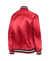 Big Boys and Girls Mitchell & Ness Red Chicago Bulls Hardwood Classics Satin Raglan Full-Snap Jacket