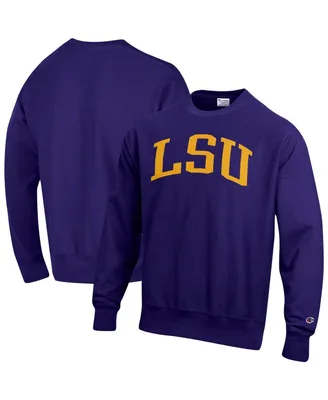 Men's Champion Purple Lsu Tigers Arch Reverse Weave Pullover Sweatshirt