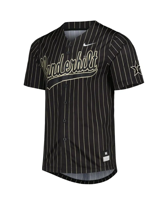 Men's Nike Black/Gold Vanderbilt Commodores Pinstripe Replica Full-Button  Baseball Jersey