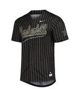 Men's Nike Black, Gold Vanderbilt Commodores Pinstripe Replica Full-Button Baseball Jersey