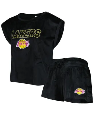 Women's Concepts Sport Black Los Angeles Lakers Intermission T-shirt and Shorts Sleep Set