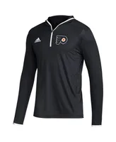 Men's adidas Black Philadelphia Flyers Team Long Sleeve Quarter-Zip Hoodie T-shirt