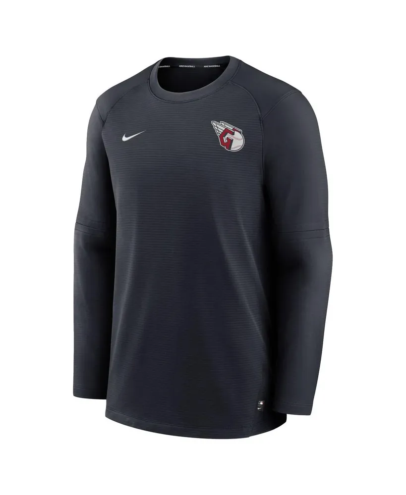 Men's Nike Navy Cleveland Guardians Authentic Collection Logo Performance Long Sleeve T-shirt