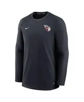 Men's Nike Navy Cleveland Guardians Authentic Collection Logo Performance Long Sleeve T-shirt