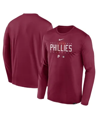Men's Nike Burgundy Philadelphia Phillies Authentic Collection Team Logo Legend Performance Long Sleeve T-shirt