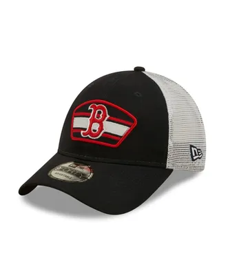 Men's New Era Navy, White Boston Red Sox Logo Patch 9FORTY Trucker Snapback Hat