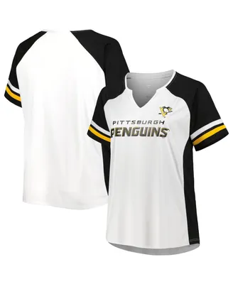 Women's Profile White Pittsburgh Penguins Plus Notch Neck Raglan T-shirt