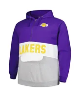 Men's Fanatics Purple Los Angeles Lakers Big and Tall Anorak Half-Zip Hoodie