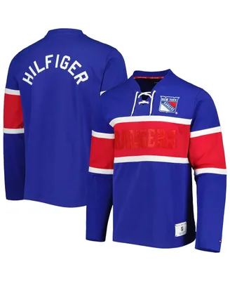 Men's Tommy Hilfiger Blue New York Rangers Walter Lace-Up Long Sleeve Top