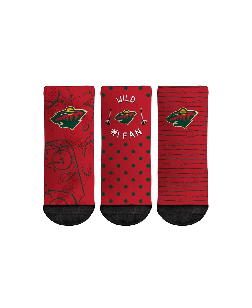 Toddler Boys and Girls Rock 'Em Socks Minnesota Wild #1 Fan 3-Pack Crew Socks Set