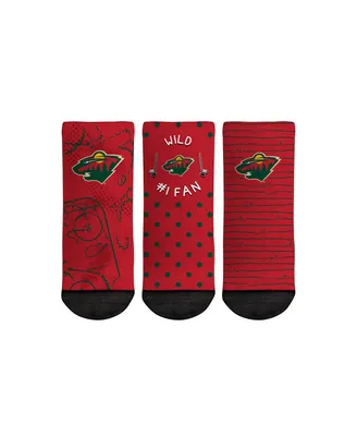 Toddler Boys and Girls Rock 'Em Socks Minnesota Wild #1 Fan 3-Pack Crew Socks Set