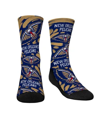 Youth Boys and Girls Rock 'Em Socks New Orleans Pelicans Allover Logo and Paint Crew Socks
