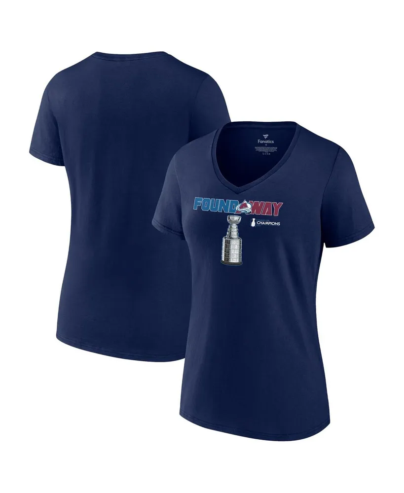 Women's Fanatics Navy Colorado Avalanche 2022 Stanley Cup Champions Celebration V-Neck T-shirt