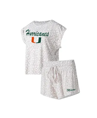 Women's Concepts Sport Cream Miami Hurricanes Montana T-shirt and Shorts Sleep Set