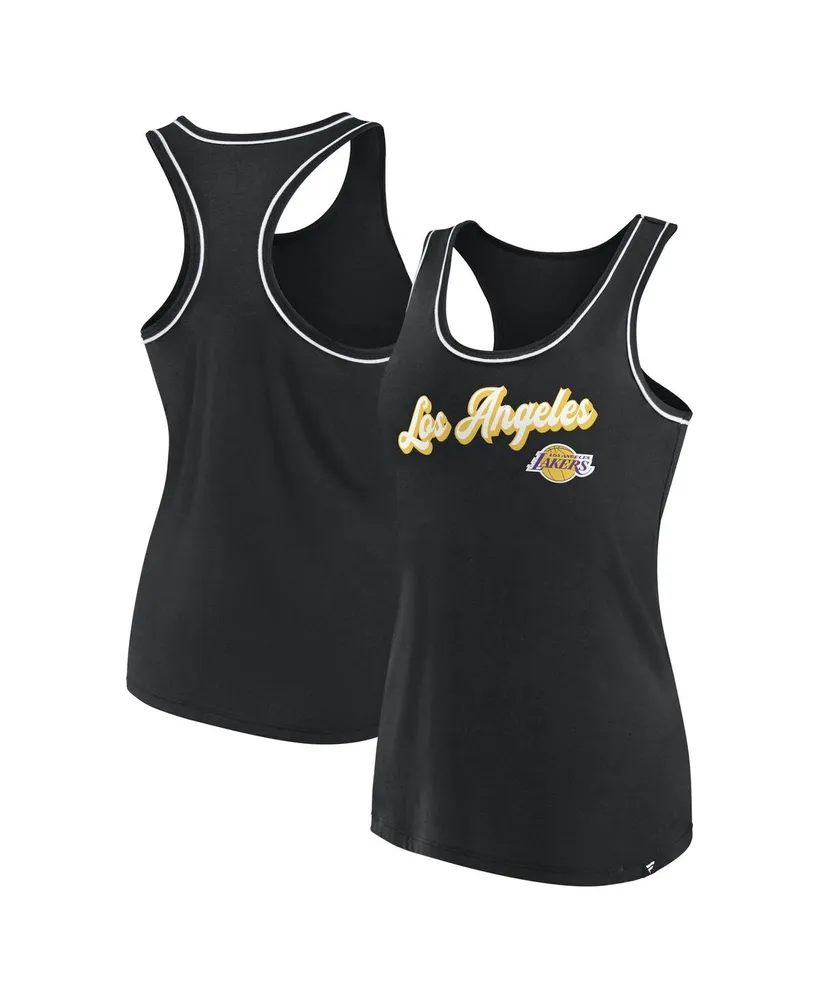 Women's Fanatics Black Los Angeles Lakers Wordmark Logo Racerback Tank Top