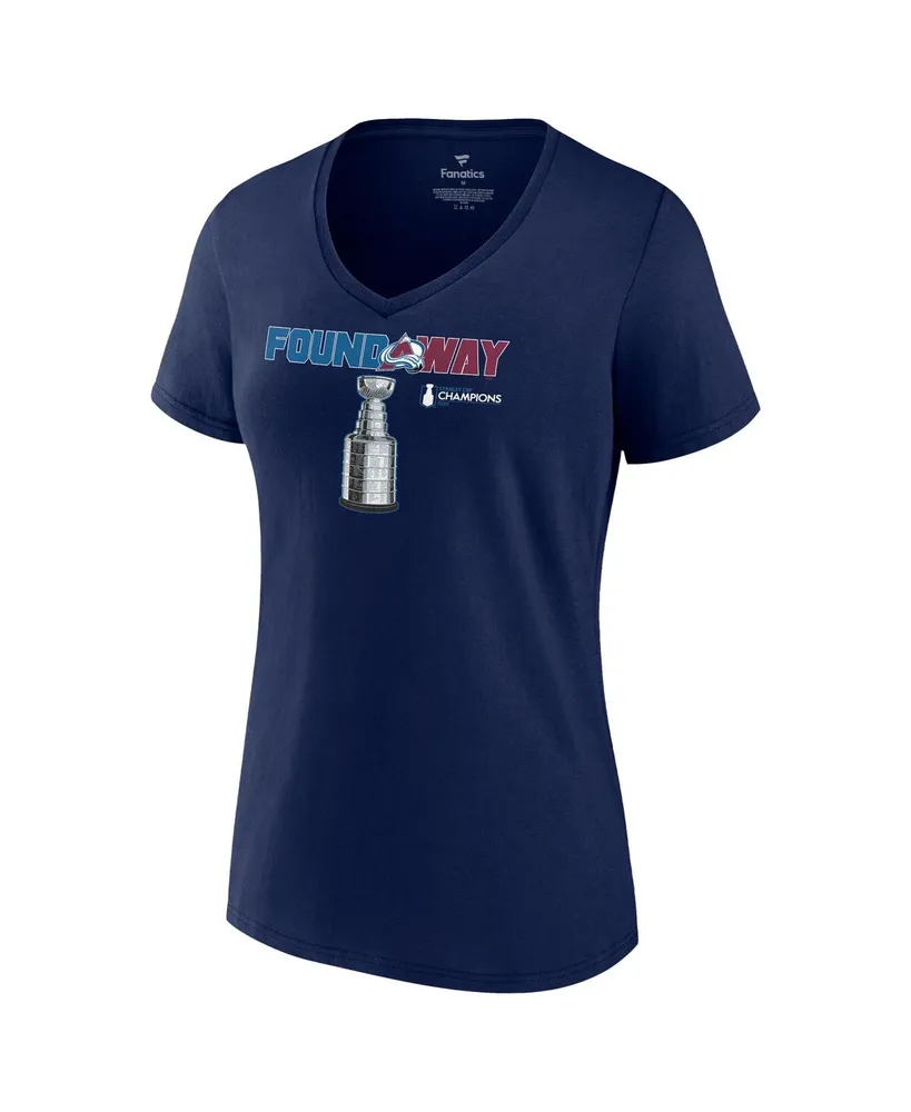 Women's Fanatics Navy Colorado Avalanche 2022 Stanley Cup Champions Celebration V-Neck T-shirt