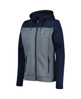 Women's Antigua Deep Sea Blue, Gray Seattle Kraken Protect Full-Zip Jacket