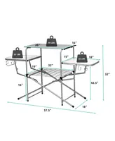 Costway Foldable Camping Table Outdoor Kitchen Portable Grilling