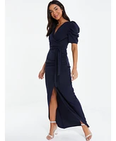 Quiz Women's Puff Sleeve Maxi Dress