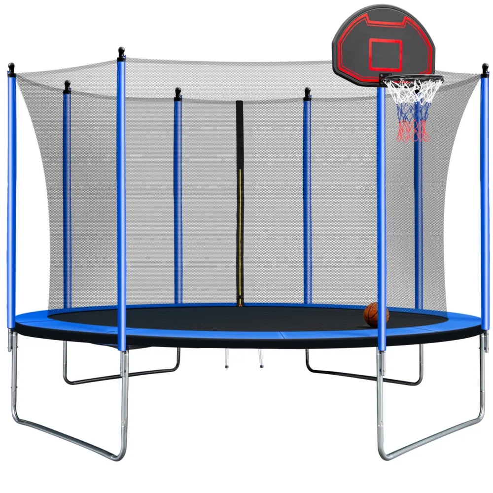 Streamdale Furniture 10 Ft Trampoline With Basketball Hoop Inflator And Ladder(Inner Safety Enclosure)