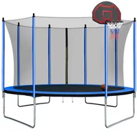 Simplie Fun 10 Ft Trampoline With Basketball Hoop Inflator And Ladder(Inner Safety Enclosure)