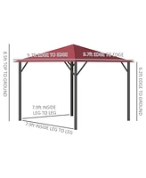 Outsunny 10' x 10' Patio Gazebo Aluminum Frame Outdoor Canopy Shelter with Sidewalls, Vented Roof for Garden, Lawn, Backyard and Deck, Wine Red