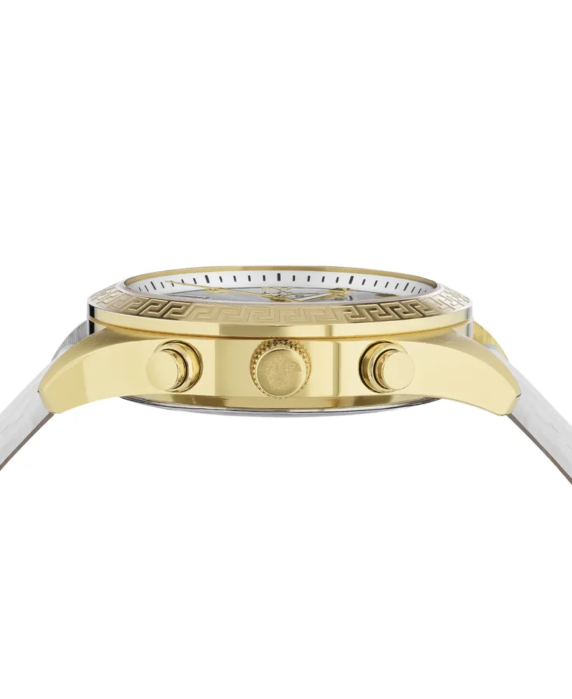 Versace Women's Swiss Chronograph Greca White Leather Strap Watch 40mm