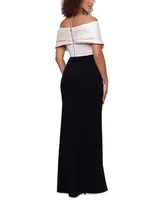 Betsy & Adam Petite Off-The-Shoulder Sweetheart-Neckline Gown