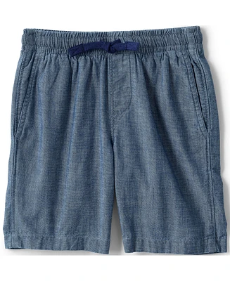 Lands' End Big Boys Husky Pull On Chambray Elastic Waist Shorts