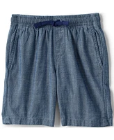 Lands' End Big Boys Husky Pull On Chambray Elastic Waist Shorts