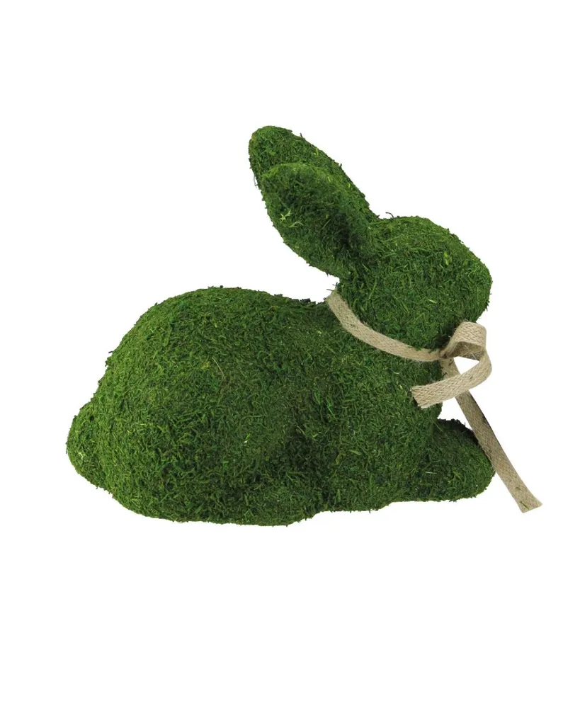 11" Green Moss Sitting Bunny Rabbit Spring Easter Figure