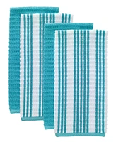 T-Fal Solid and Stripe Waffle Kitchen Towel, Set of 4