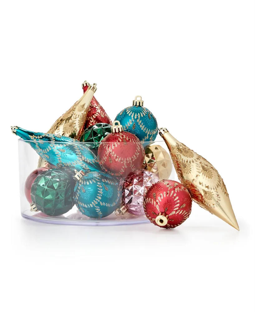 Holiday Lane Burgundy and Blush Plastic Ornaments, Set of 16, Created for  Macy's