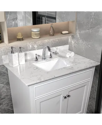 Simplie Fun 31 Inch Bathroom Vanity Top Stone Carrara New Style Tops With Rectangle Undermount