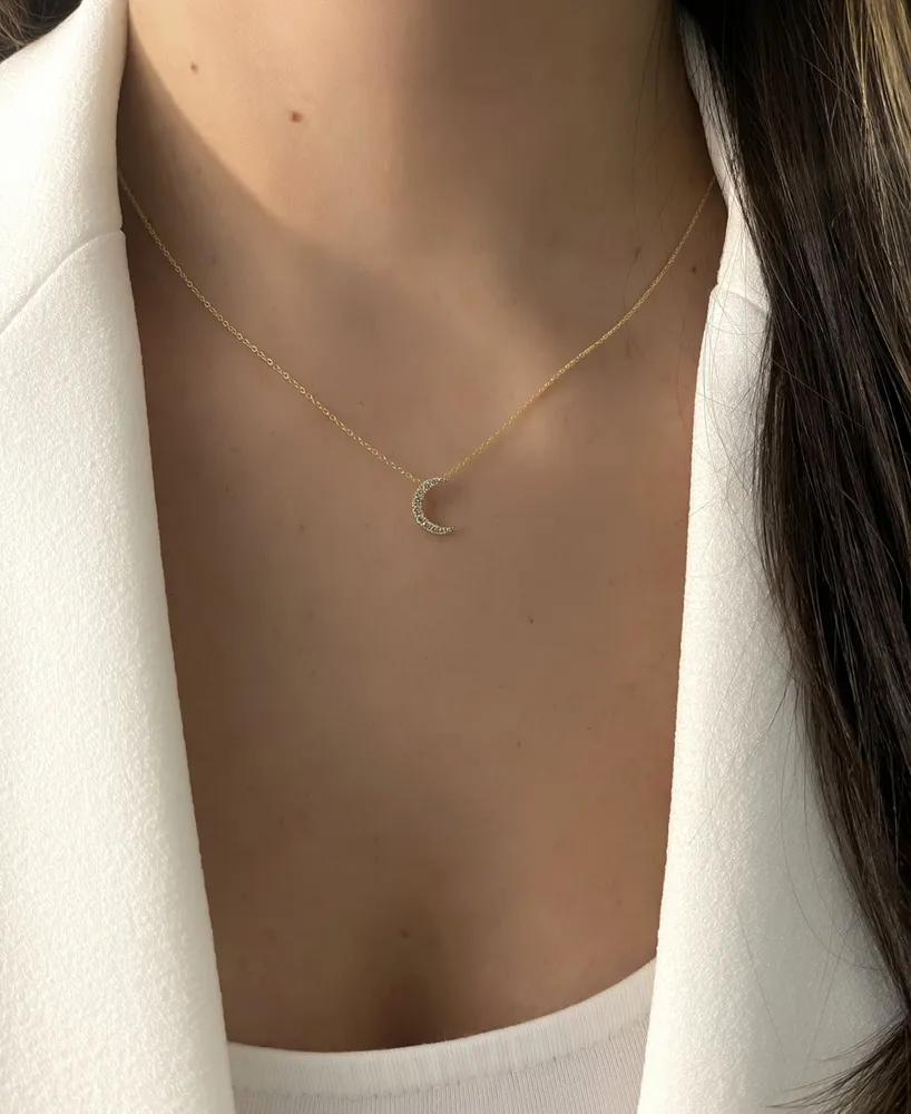 Le Vian Nude Diamond Crescent Moon 18" Pendant Necklace (1/10 ct. t.w.) in 14k Gold