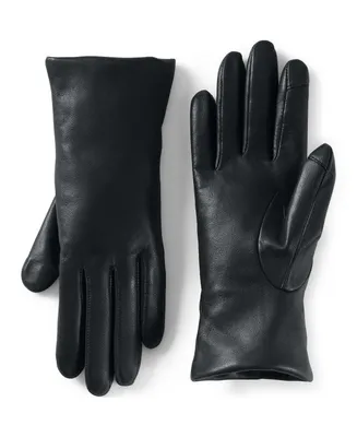 Lands' End Women's Ez Touch Screen Cashmere Lined Leather Gloves