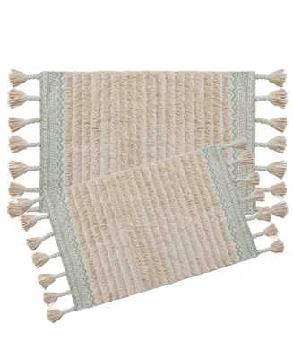 Lucky Brand Overtufted Cotton Fringe 2-Piece Bath Rug Set, 17" x 32" and 20" 40"