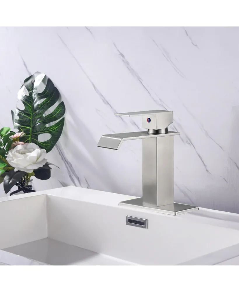 Streamdale Furniture Waterfall Spout Bathroom Faucet, Single Handle Bathroom Vanity Sink Faucet