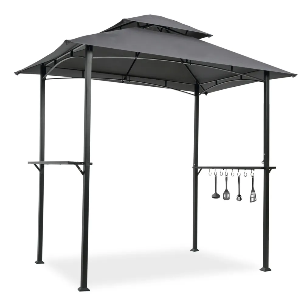 Simplie Fun Outdoor Grill Gazebo 8 X 5 Ft, Shelter Tent, Double Tier Soft Top Canopy And Steel Frame