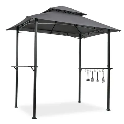 Simplie Fun Outdoor Grill Gazebo 8 X 5 Ft, Shelter Tent, Double Tier Soft Top Canopy And Steel Frame