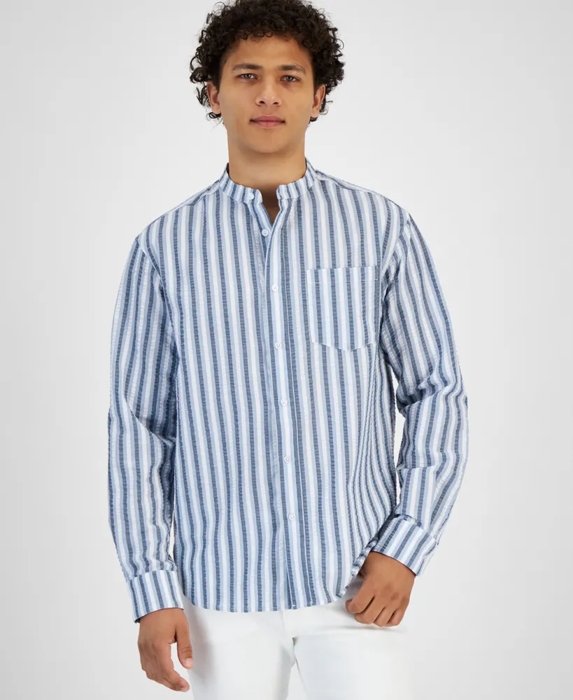 Striped seersucker shirt - Man