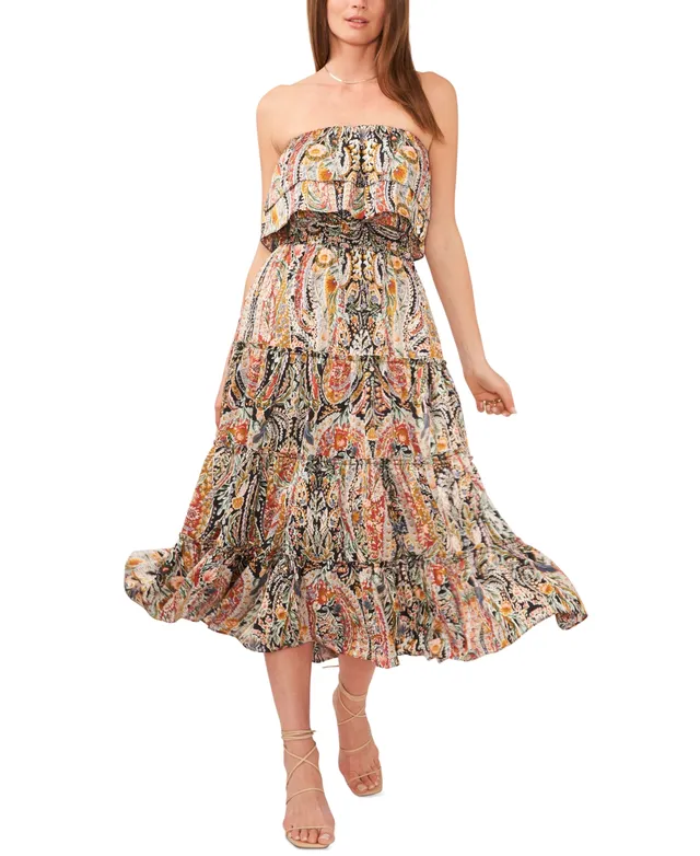 knee length dresses for ladies Paisley Tiered Ruffle Midi Dress main image 1