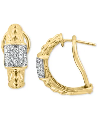 Effy Diamond Extra Small Hoop Earrings (3/8 ct. t.w.) Earrings in 14k Gold-Plated Sterling Silver, 0.33"