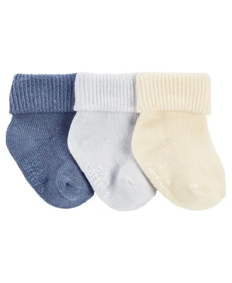 Carter's Baby Boys Soft Cotton Ribbed Socks, Pack of 3