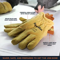 RefrigiWear Men's Warm Fleece Lined Fiberfill Insulated Leather Gloves