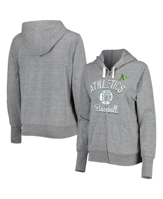 Women's Touch Gray Oakland Athletics Training Camp Tri-Blend Full-Zip Hoodie