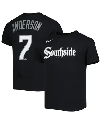 Preschool Boys and Girls Nike Tim Anderson Black Chicago White Sox City Connect Name and Number T-shirt