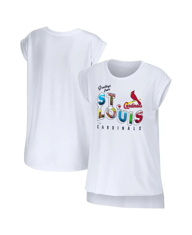 Women's Wear by Erin Andrews White St. Louis Cardinals Greetings From T-shirt