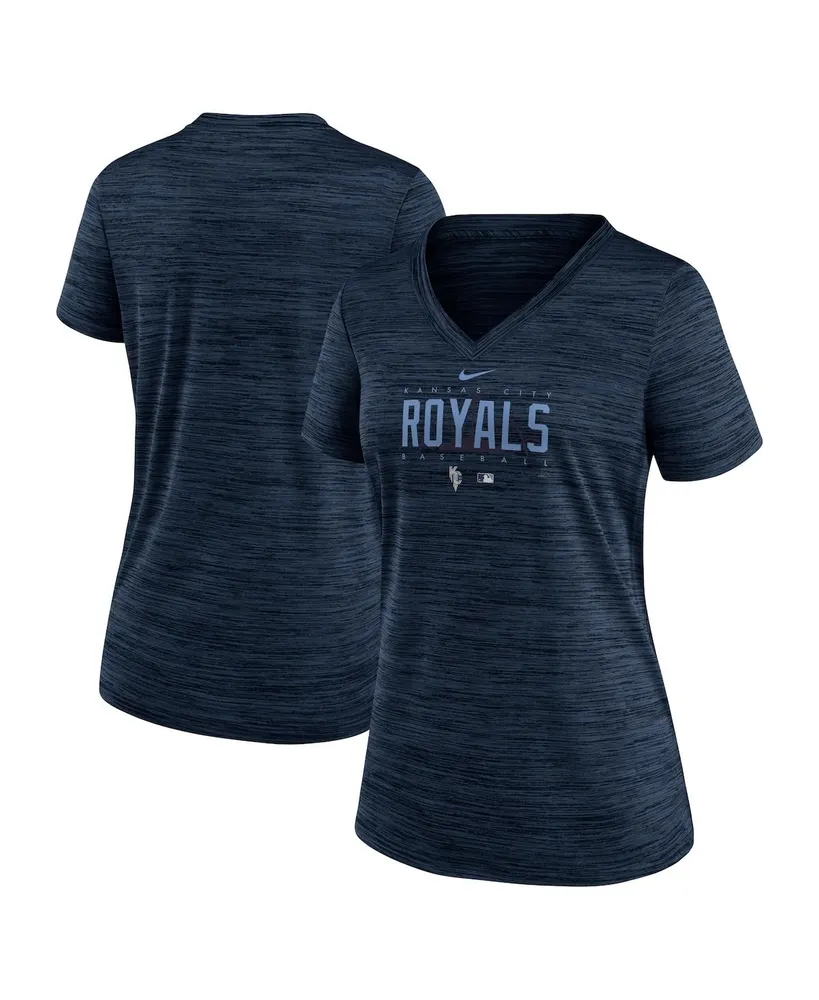 Women's Nike Navy Kansas City Royals Connect Velocity Practice Performance V-Neck T-shirt