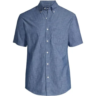 Lands' End Men's Traditional Fit Short Sleeve Seersucker Shirt